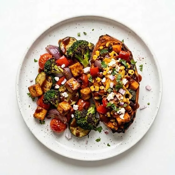 BBQ Vegetable & Corn Loaded Sweet Potato Boats